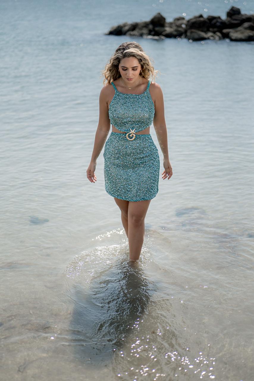Aqua Mini Dress